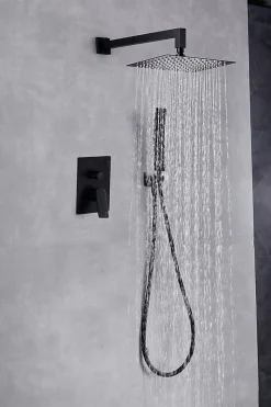 Edouard Rousseau Colonne de douche encastrée mécanique carrée noire, Wall