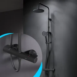 Am.Pm Europe Colonne de douche et bain baignoire thermostatique Système de douche avec mitigeur thermostatique Noir, F07XA422 X-Joy AM.PM