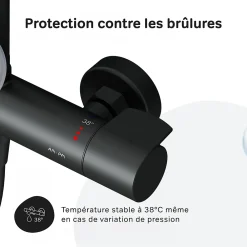 Am.Pm Europe Colonne de douche et bain baignoire thermostatique Système de douche avec mitigeur thermostatique Noir, F07XA422 X-Joy AM.PM