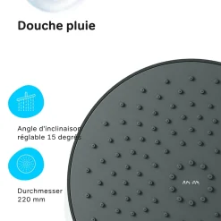 Am.Pm Europe Colonne de douche et bain baignoire thermostatique Système de douche avec mitigeur thermostatique Noir, F07XA422 X-Joy AM.PM