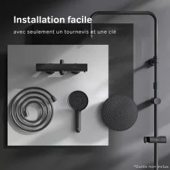 Am.Pm Europe Colonne de douche et bain baignoire thermostatique Système de douche avec mitigeur thermostatique Noir, F07XA422 X-Joy AM.PM