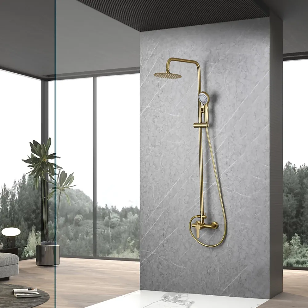 Colonne De Douche Encastrable|Imex Products Colonne de douche externe BASICA Mitigeur monocommande Or brosséChroméNoir matOr brosséOr rose brossé couleur Or brossé lar