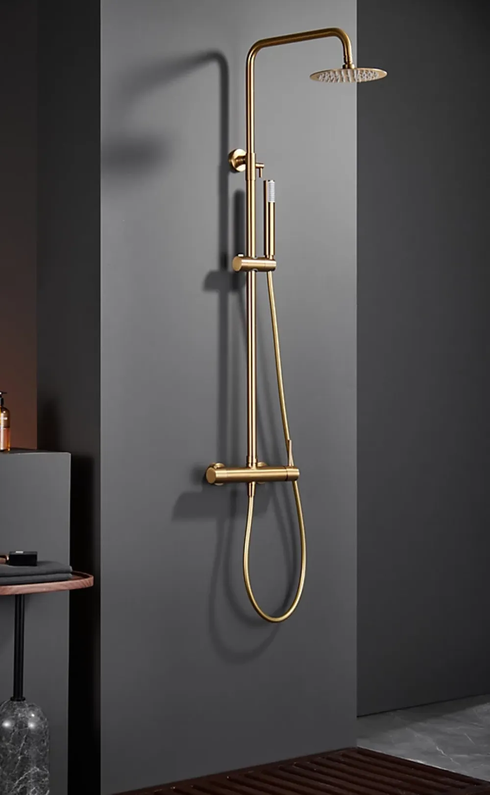 Colonne De Douche Encastrable|Imex Products Colonne de douche externe CURVED Mitigeur monocommande Or brosséChroméNoir matCanon de fusilOr brosséOr rose brossé Colonne de do
