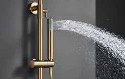 Colonne De Douche Encastrable|Imex Products Colonne de douche externe CURVED Mitigeur monocommande Or brosséChroméNoir matCanon de fusilOr brosséOr rose brossé Colonne de do