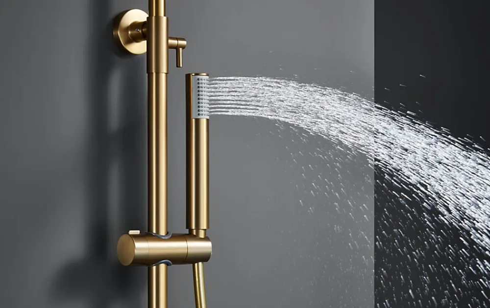 Colonne De Douche Encastrable|Imex Products Colonne de douche externe CURVED Mitigeur monocommande Or brosséChroméNoir matCanon de fusilOr brosséOr rose brossé Colonne de do