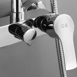 Colonne De Douche Mécanique|Kibath Colonne de douche extra-longue monocommande, carrée, 100-150 cm, finition chrome poli, en laiton