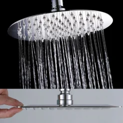 Colonne De Douche Mécanique|Kibath Colonne de douche extra-longue SIX ronde monocommande, 100-150 cm, finition chrome poli, en laiton