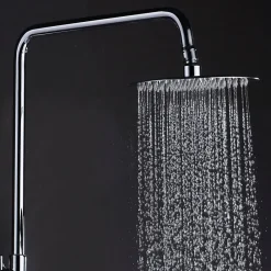 Colonne De Douche Mécanique|Kibath Colonne de douche extra-longue SIX ronde monocommande, 100-150 cm, finition chrome poli, en laiton
