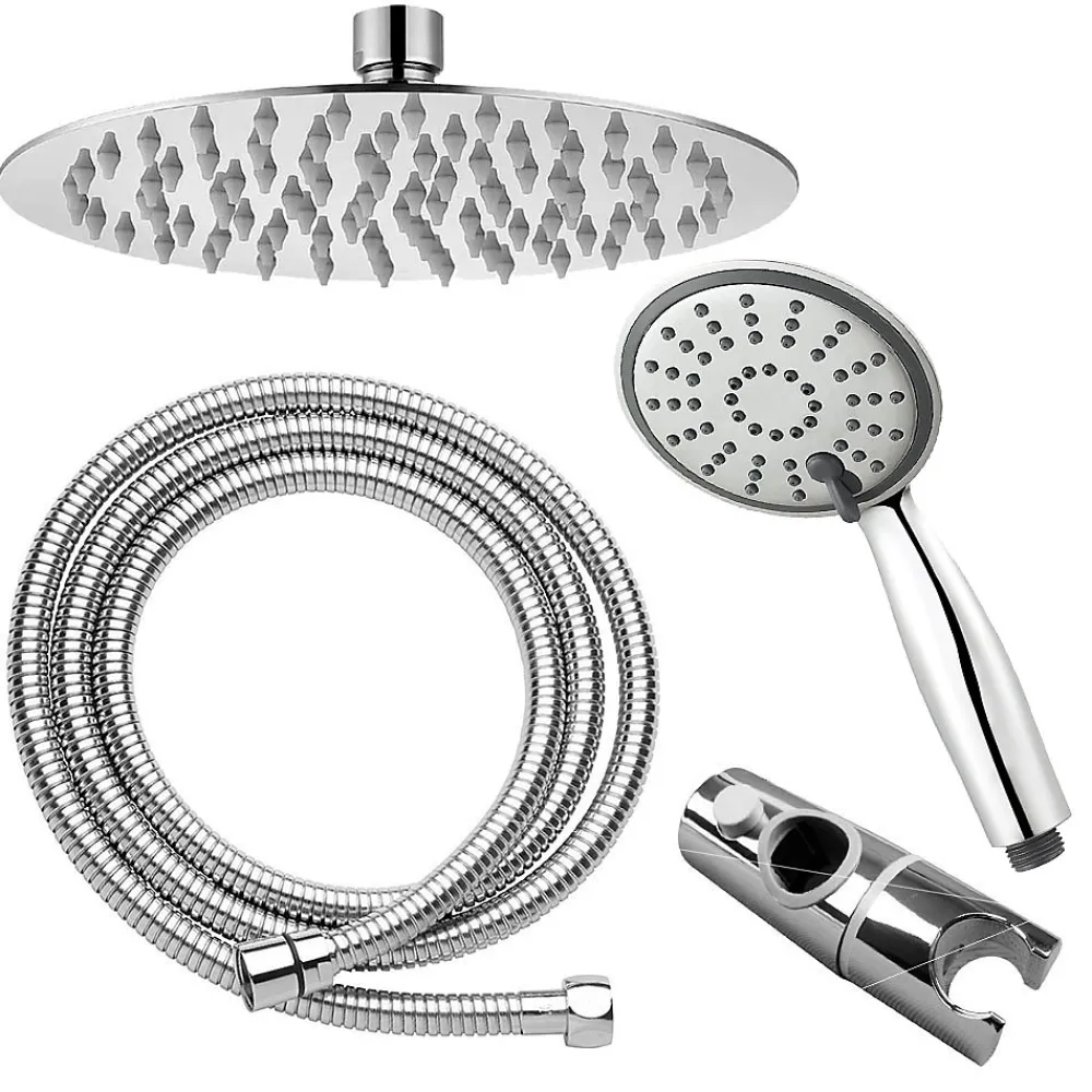 Kibath Colonne de douche extra-longue monocommande DUA ronde, 100-150 cm, finition chrome poli, en laiton