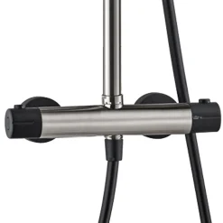 Essebagno Colonne de douche façon inox et noir avec thermostatique Kissy