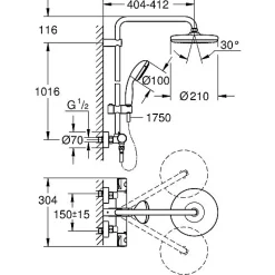 Grohe Colonne de douche TEMPESTA SYSTEM 210 - Colonne de douche TEMPESTA SYSTEM