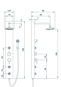Cooke & Lewis Colonne de douche hydromassante mécanique Halola