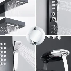 Colonne De Douche Hydromassante|Saniverre Colonne de douche hydromassante LULY 4 jets + 1 robinet Noir -