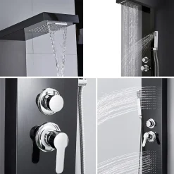 Saniverre Colonne de douche hydromassante KALY 4 jets Noir -