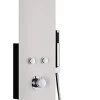 Colonne de douche hydromassante mécanique avec pommeau intégré + douchette + flexible, noir/blanc, Essebagno