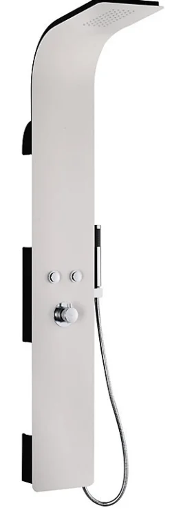 Colonne de douche hydromassante mécanique avec pommeau intégré + douchette + flexible, noir/blanc, Essebagno