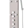 Edouard Rousseau Colonne de douche hydromassante mécanique avec pommeau + douchette 1 jet + flexible, gris inox, Orys