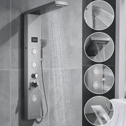 Auralum Max Colonne de Douche Hydromassante Panneau de douche Chromé en Inox Laiton Murale Système de Douche Digitale Multifonctionnel