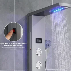 Auralum Max Colonne de Douche Hydromassante Panneau de douche Chromé en Inox Laiton Murale Système de Douche Digitale Multifonctionnel