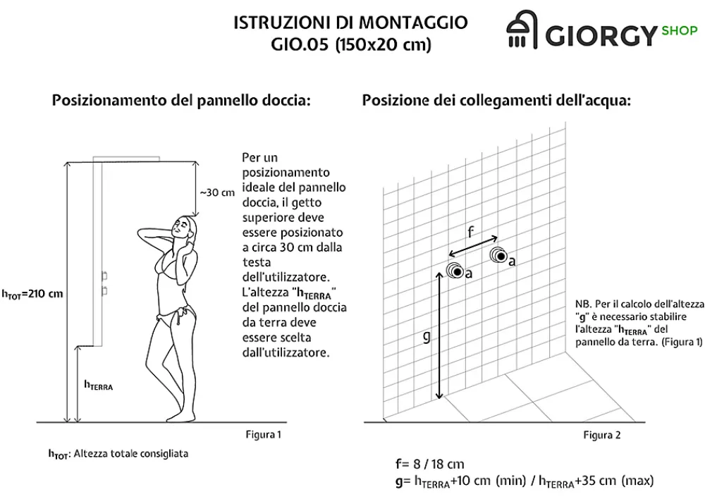 Laneri Colonne de douche hydromassage avec quatre fonctions en acier Inox brossé