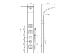 Vente-unique Colonne de douche hydromassante - Argenté - 20 x 150 cm - TYRA