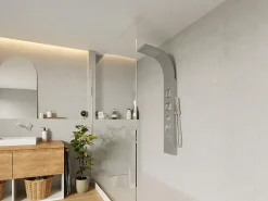 Vente-unique Colonne de douche hydromassante - Argenté - 20 x 150 cm - TYRA