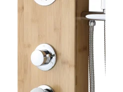 Vente-unique Colonne de douche hydromassante, pluie tropicale et panneau en bambou - 20 x 140 cm - TISSIA