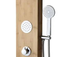 Vente-unique Colonne de douche hydromassante, pluie tropicale et panneau en bambou - 20 x 140 cm - TISSIA