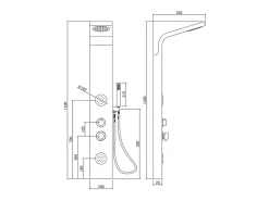 Vente-unique Colonne de douche hydromassante, pluie tropicale et panneau en bambou - 20 x 140 cm - TISSIA
