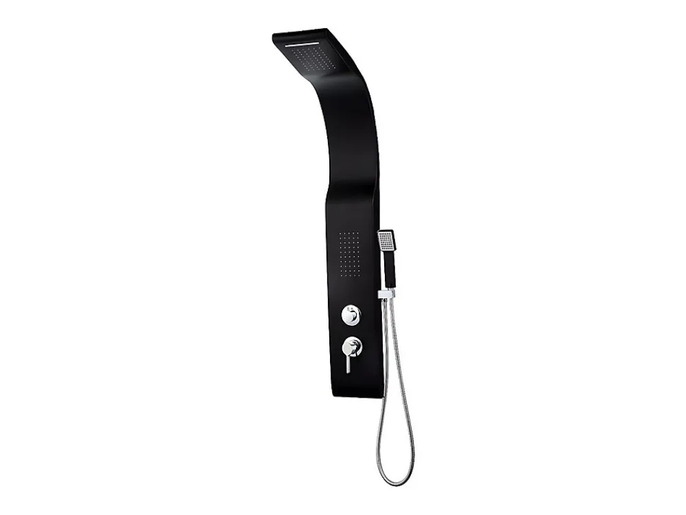 Vente-unique Colonne de douche hydromassante - noire - 20 x 132 cm - KOURBEA
