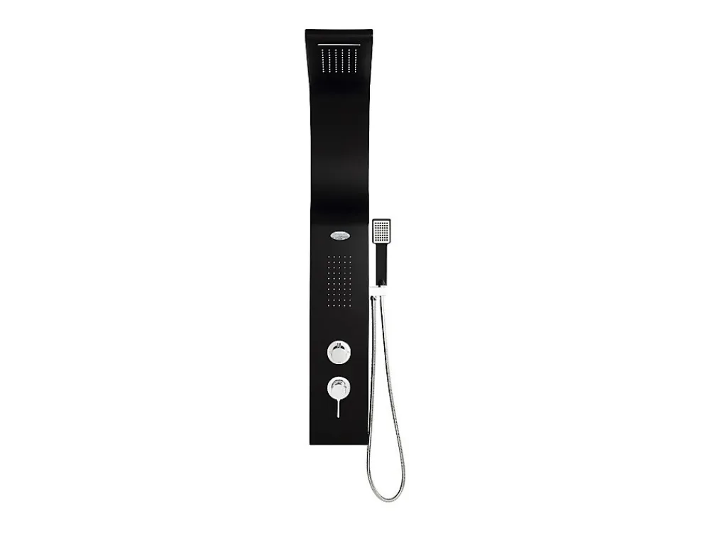 Vente-unique Colonne de douche hydromassante - noire - 20 x 132 cm - KOURBEA