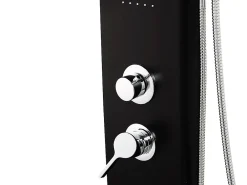 Vente-unique Colonne de douche hydromassante - noire - 20 x 132 cm - KOURBEA