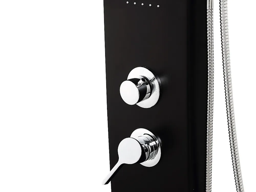 Vente-unique Colonne de douche hydromassante - noire - 20 x 132 cm - KOURBEA