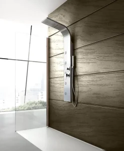 Laneri Colonne de douche hydromassage avec quatre fonctions en acier brossé