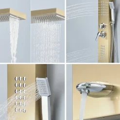 Saniverre Colonne de douche hydromassante LULY 4 jets + 1 robinet Or -