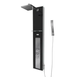 Galedo Colonne de douche hydromassante mécanique avec pommeau + douchette + flexible, noir, Crystal