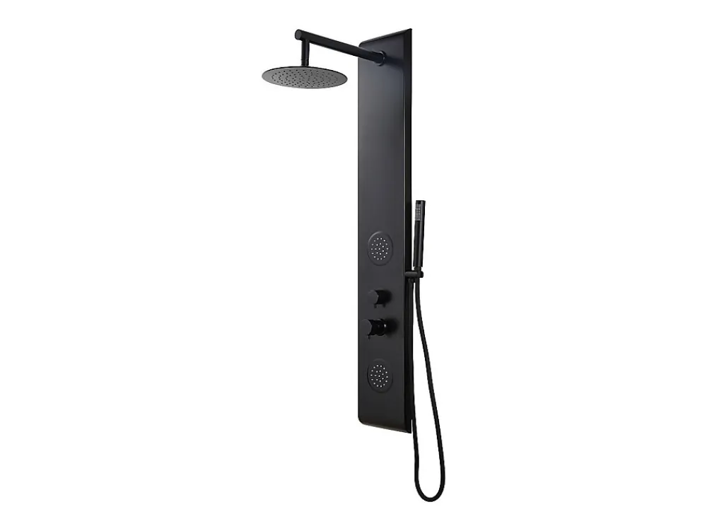 Colonne De Douche Mécanique|Vente-unique Colonne de douche hydromassante noire - 130 x 20 cm - JUBIDA