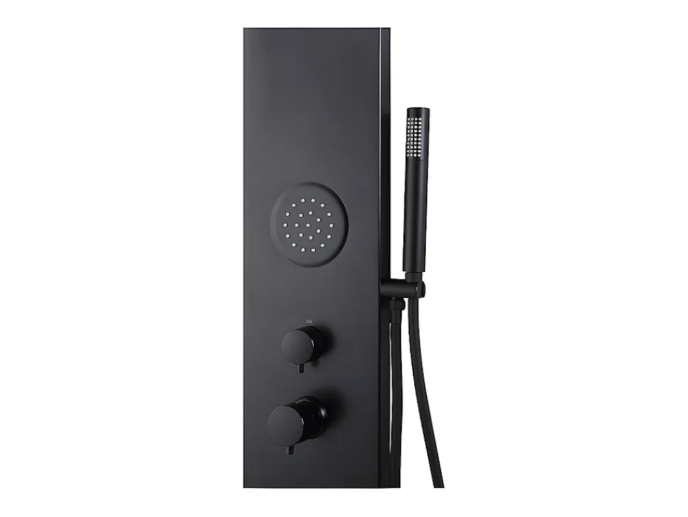 Colonne De Douche Mécanique|Vente-unique Colonne de douche hydromassante noire - 130 x 20 cm - JUBIDA