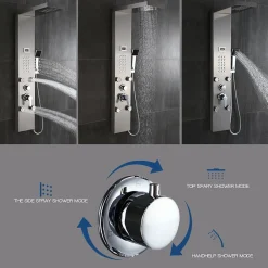 Auralum Max Colonne de Douche Hydromassante Panneau de douche Chromé en Inox Laiton Murale Système de Douche Digitale Multifonctionnel
