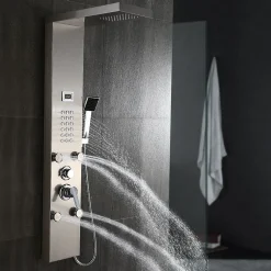 Auralum Max Colonne de Douche Hydromassante Panneau de douche Chromé en Inox Laiton Murale Système de Douche Digitale Multifonctionnel