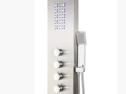 Colonne De Douche Thermostatique|Vente-unique Colonne de douche hydromassante thermostatique à leds - 20 x 165cm - Argent - FELICITA