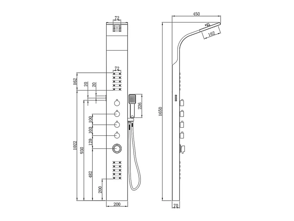 Colonne De Douche Thermostatique|Vente-unique Colonne de douche hydromassante thermostatique à leds - 20 x 165cm - Argent - FELICITA