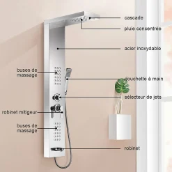 Colonne De Douche Hydromassante|Saniverre Colonne de douche hydromassante LULY 4 jets + 1 robinet Gris -