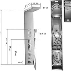 Colonne De Douche Hydromassante|Saniverre Colonne de douche hydromassante LULY 4 jets + 1 robinet Gris -