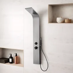 Essebagno Colonne de douche hydromassante mécanique avec pommeau + douchette + flexible finition gun metal Esseflat