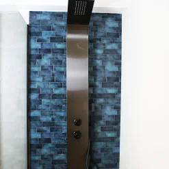 Essebagno Colonne de douche hydromassante mécanique avec pommeau + douchette + flexible finition gun metal Esseflat