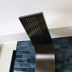 Essebagno Colonne de douche hydromassante mécanique avec pommeau + douchette + flexible finition gun metal Esseflat