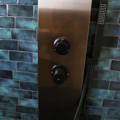 Essebagno Colonne de douche hydromassante mécanique avec pommeau + douchette + flexible finition gun metal Esseflat