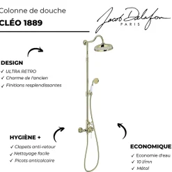 Colonne De Douche Mécanique|Jacob Delafon Colonne de douche Cléo 1889 Or beige + nettoyant Briochin