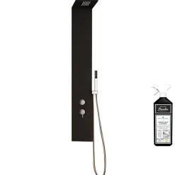 Kinedo Colonne de douche Aquastyle inox laquée noir mat + nettoyant Briochin